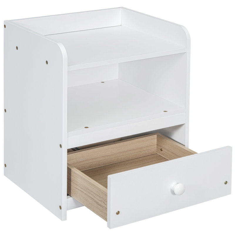 Lit plateforme en bois blanc - lit double avec solutions de rangement polyvalentes, Blanc