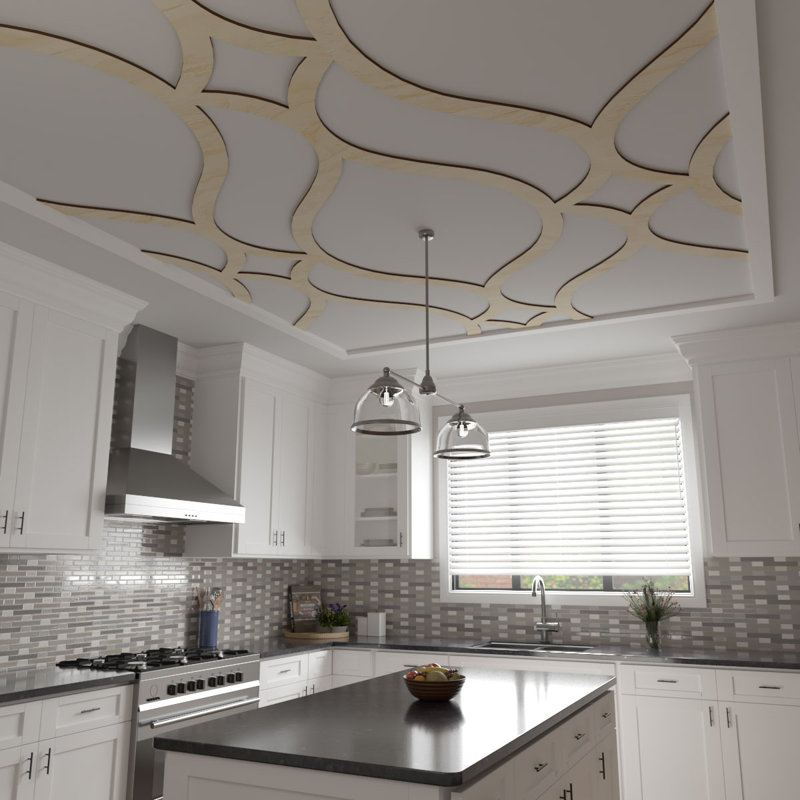 Panneau de plafond décoratif en bois Villarreal, Bouleau, H 94,5 po x l 63 po x P 0,375 po
