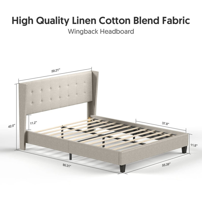 Tolson Tufted Platform Bed, Sand, Full