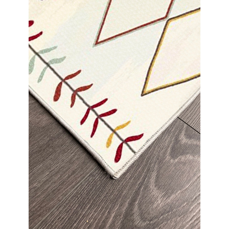 Tapis d'intérieur / extérieur en coton tissé à la machine Kalyn en brun / rouge / crème, Rectangle 2 pi 7 po x 4 pi 11 po