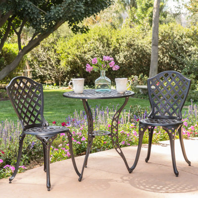 Aluminium Bistro In Black - Modern Patio Furniture. Relax Backyard. Curved Frames, Table. 23.37 In. W X 27.58 H, 32.47 Lb Metal Black. Classic Furniture With Frames. Legs & Aluminium, For Backyard