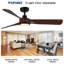52 In. Integrated LED Indoor Brown Wood Ceiling Fan With Light Kit And Remote Control