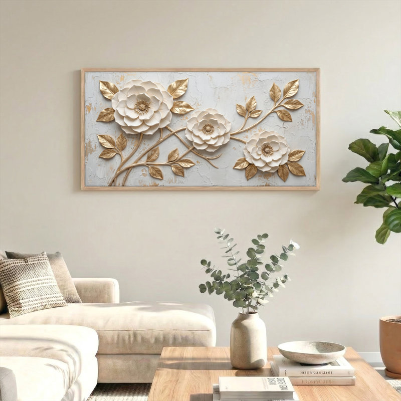 Art floral, art mural sur toile, ensemble de 1, L 40 po x H 20 po, Naturel