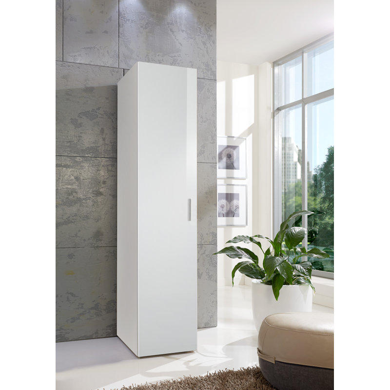 Thorgund 1 Door Manufactured Wood Wardrobe, White, 185cm H x 40cm W x 40cm D, No