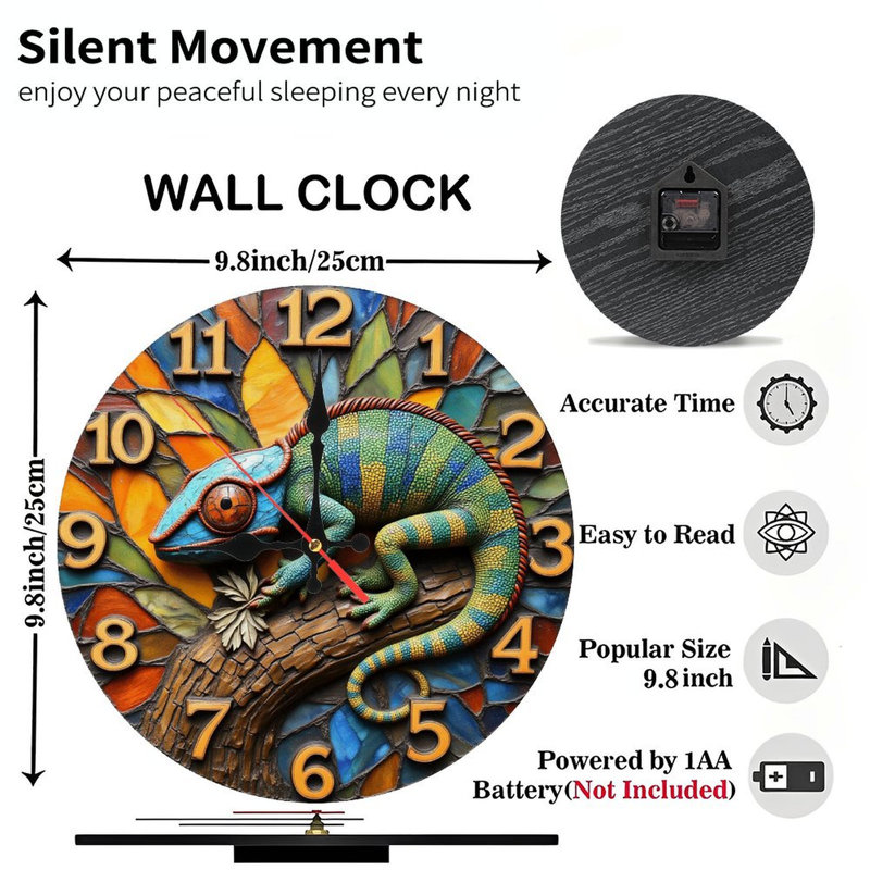 Chameleon Decorative Wall Clock Colorful Design