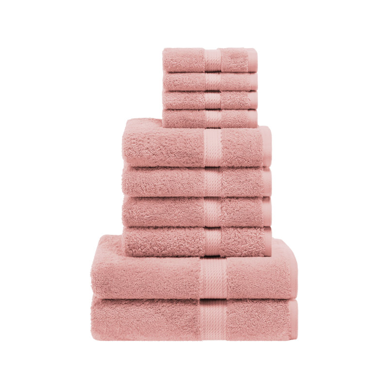 Scotia Egyptian Cotton Bath Towel Set, Tea Rose, 10Pc Towel Set (2Bath, 4Hand, 4Face)