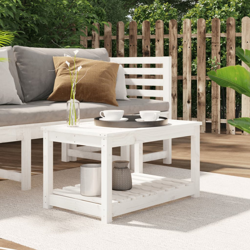 Singita Rectangular Pine Outdoor Coffee Table , cm W cm D, 45cm H x 50.5cm W x 82.5cm D, White