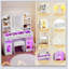 Bureau de meuble-lavabo 43,2 pouces avec miroir en verre, armoires à lumière RVB, 3 tiroirs, tablettes de rangement et tabouret pour chambres modernes