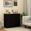 Buffet de comptoir en bois massif - 3 tiroirs, portes, tablette réglable noir vieilli pour un comptoir d'armoire de luxe, unité de rangement pratique pour la cuisine