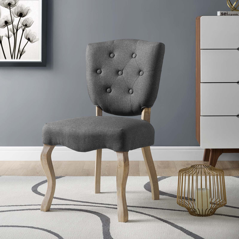 20'' H Tufted Fabric,Foam Upholstered Side Chair, Gray
