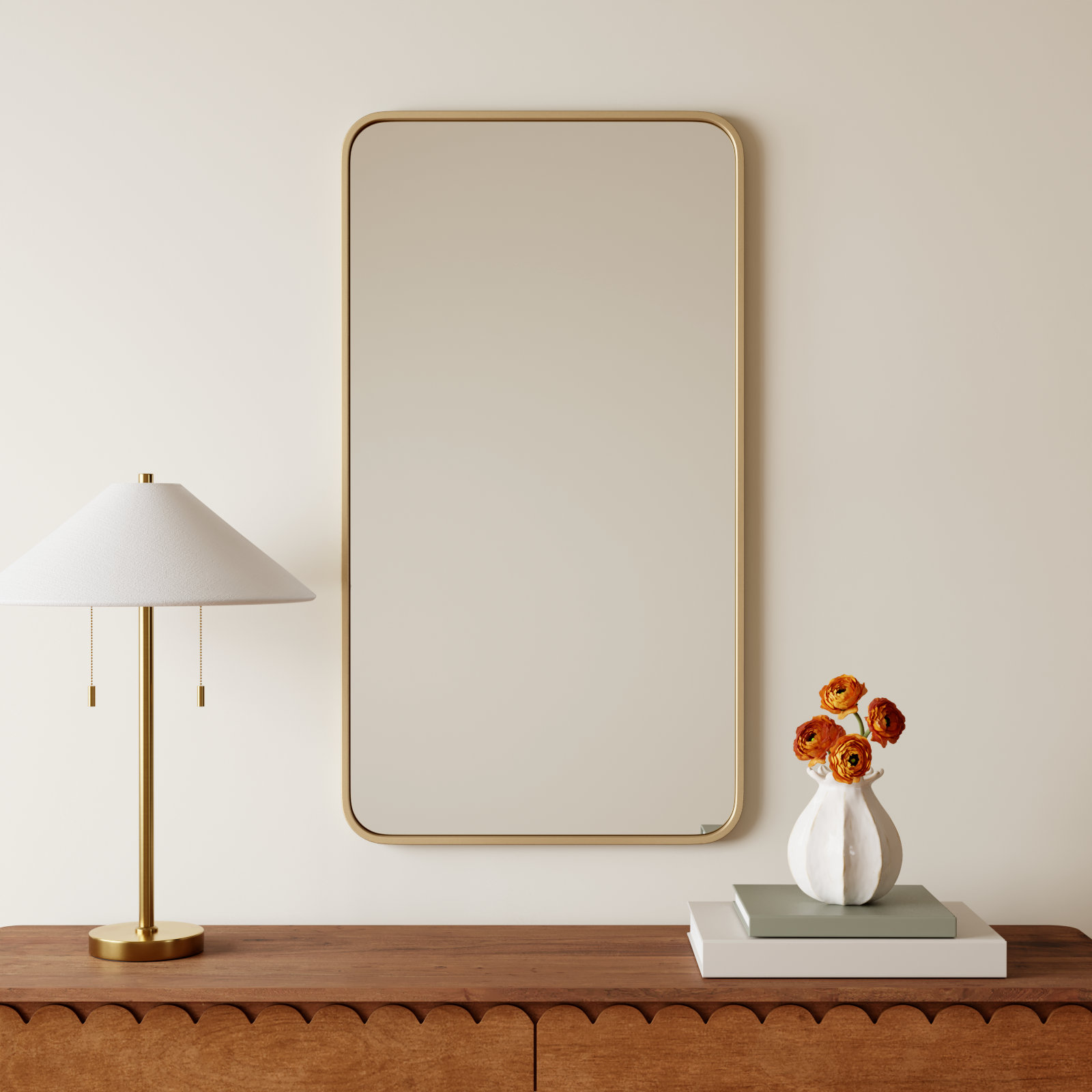 Sabine Accent Mirror, Brass, 40'' H x 22'' W