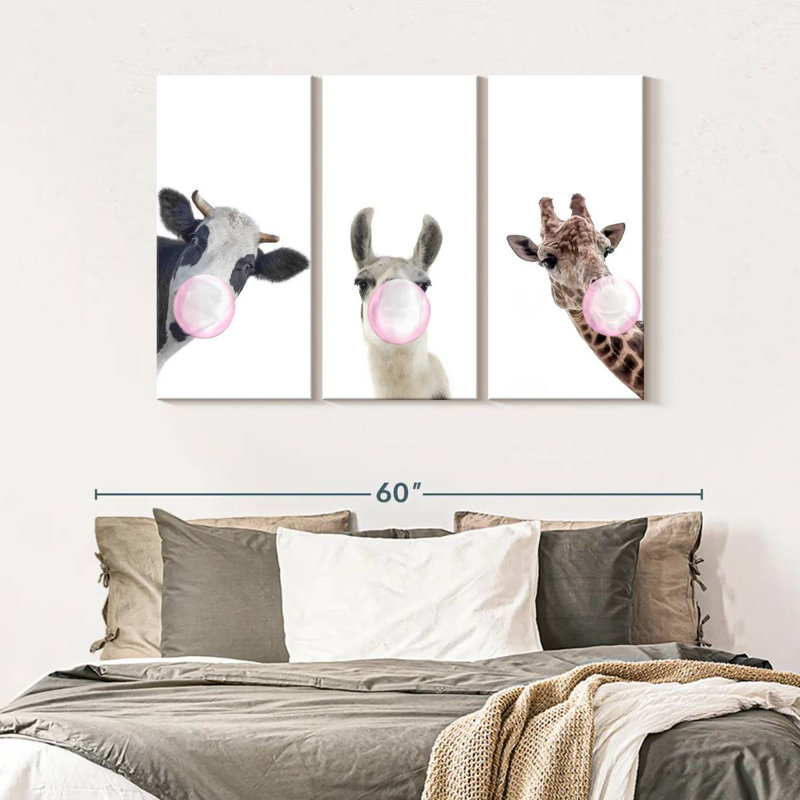 Silly Bubble Gum Animaux 3 pièces, H 32 po x l 50 po x P 1,25 po