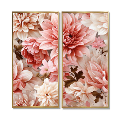 Pink And White Carnation Blossoming Grace  - Pink Wall Art 2-Pieces