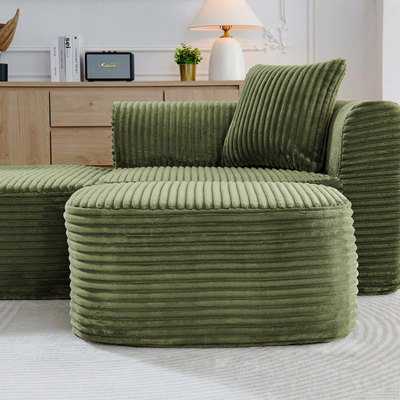 Canapé modulaire 114 po avec méridienne en L Cloud, Vert