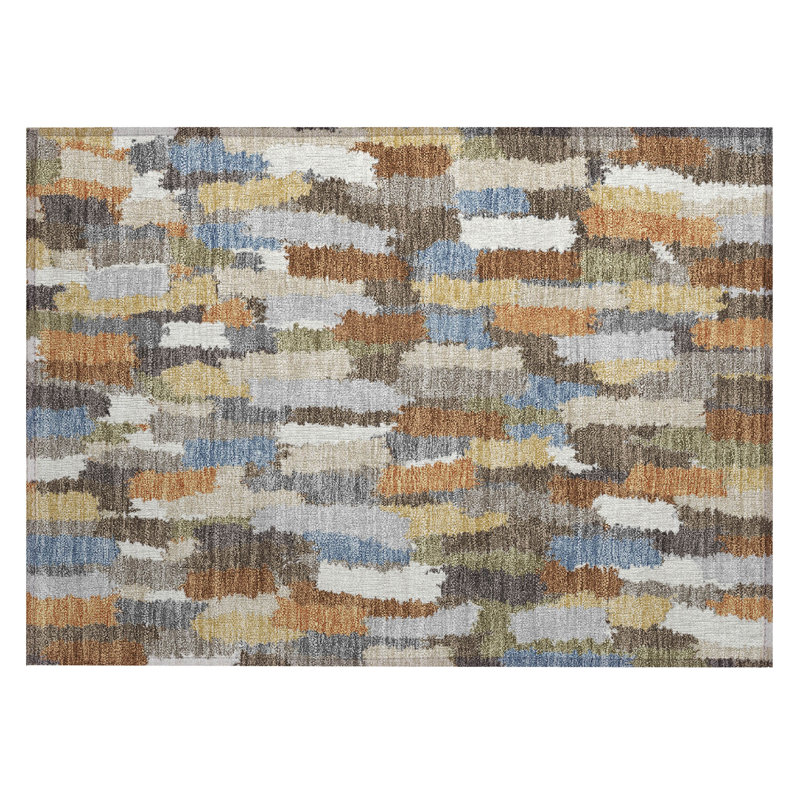Machine Washable Indoor/Outdoor Chantille ACN2437 Stripes Rug, 1'8" x 2'6", Chocolate