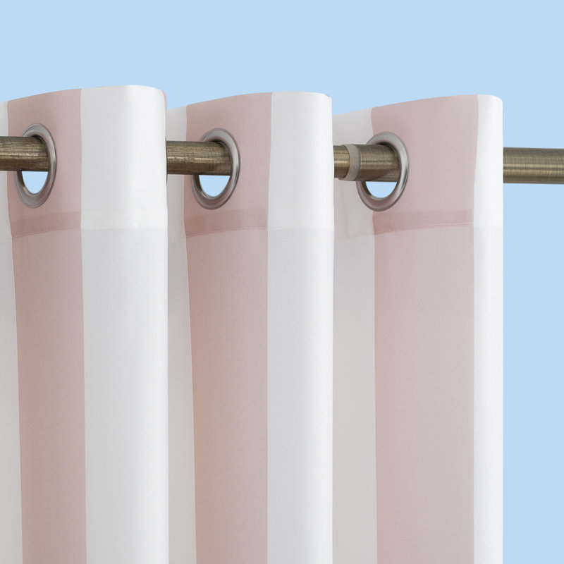 Neubauer Cabana Stripe Indoor/Outdoor UV Protectant Curtain Panel, 54" W x 95" L, Rose Quartz