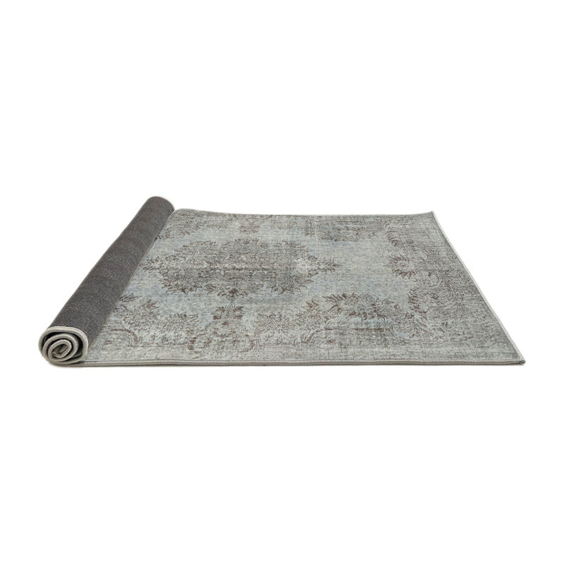 Tapis décoratif gris en laine oriental, Rond 8 pi