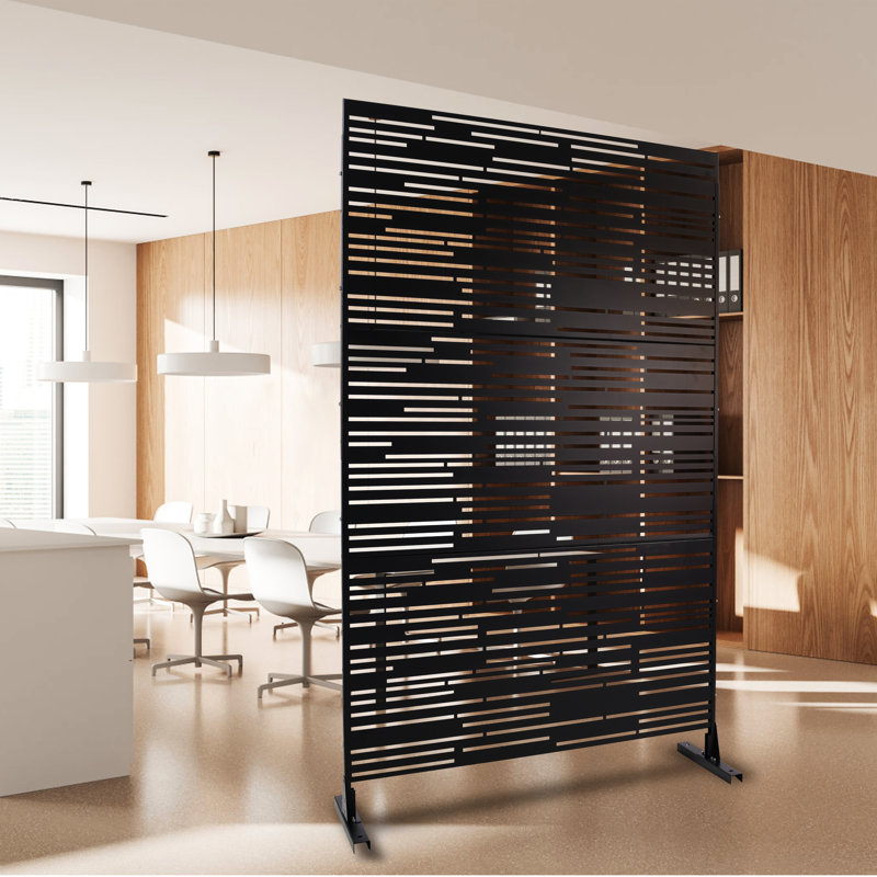 Écran d'intimité en métal l 76 po H48 po - Fondu pour espaces extérieurs noirs