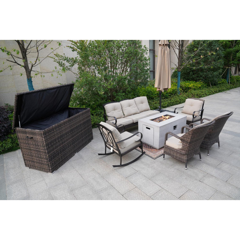 Amairany 7 - Person Patio Conversation Set with Cushions
