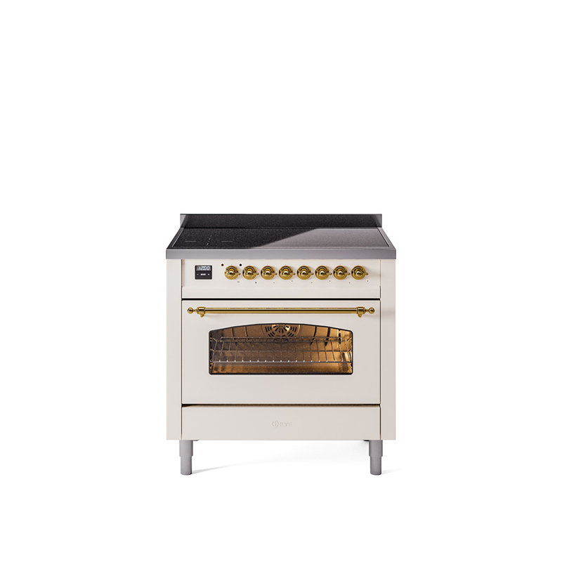ILVE Nostalgie II 36 in Induction Range, Antique White/Brass