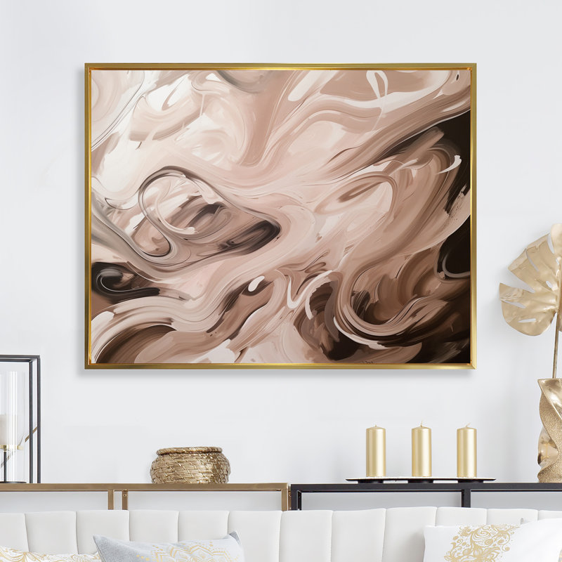 Mahkyla dansant avec de l'eau V, H 16 po x l 32 po x P 1 po, Cadre flottant doré