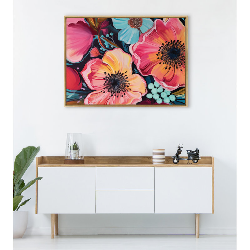 «Preppy Boho Aesthetic Colorful Floral Group» par The Creative Bunch Studio, reproduction d'art sur toile encadrée