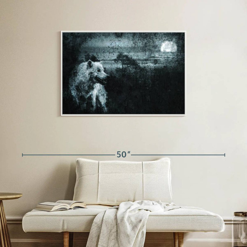 Loup solitaire blanc, Cadre flottant blanc, 37 po x 25 po