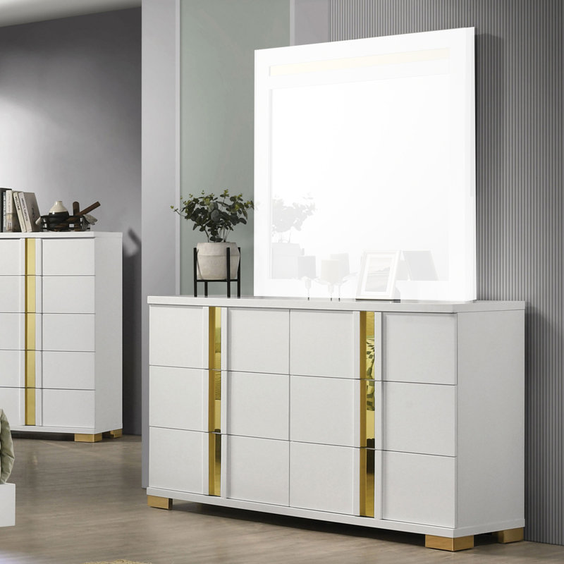 Commode 6 tiroirs Riegel, Blanc