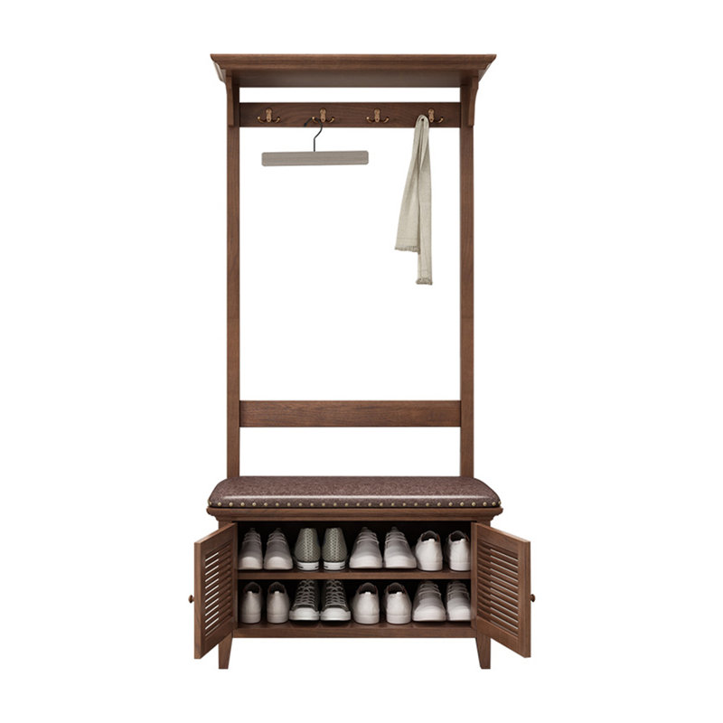 33.46"Dark Brown Minimalism Solid Wood Clothes Rack