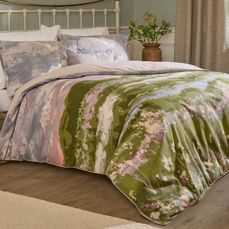 Foinaven Cotton Abstract Duvet Cover Set with Pillowcases, Double Duvet Cover + 2 Standard Pillowcases