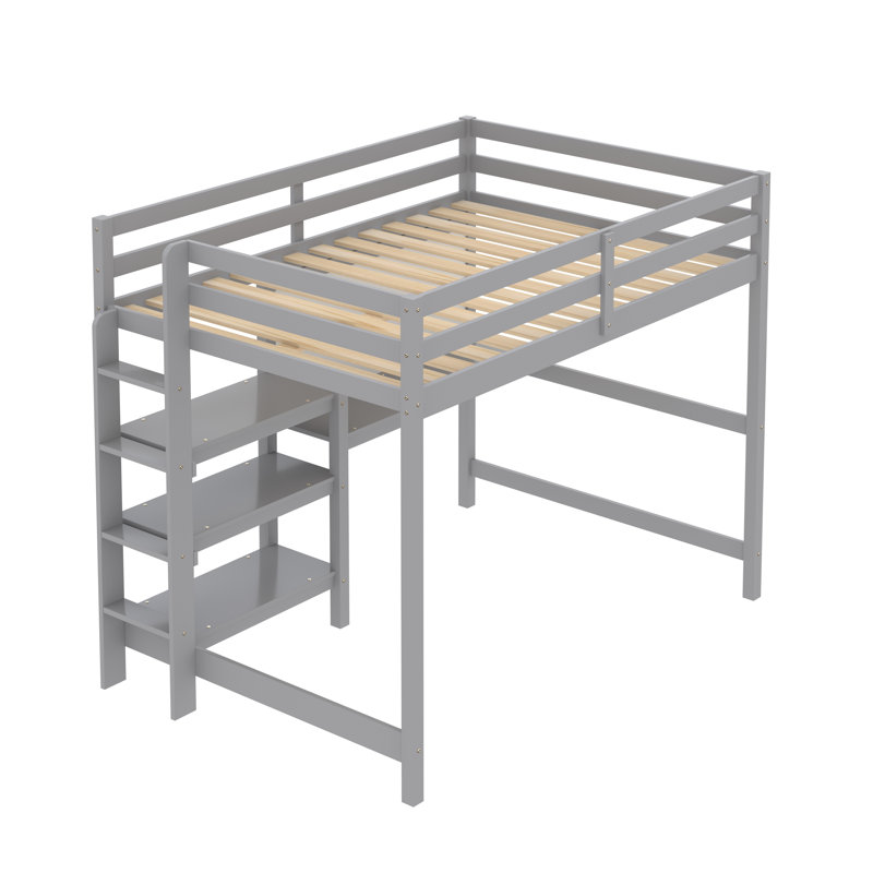 Lit mezzanine double Orelia pour enfants, gris