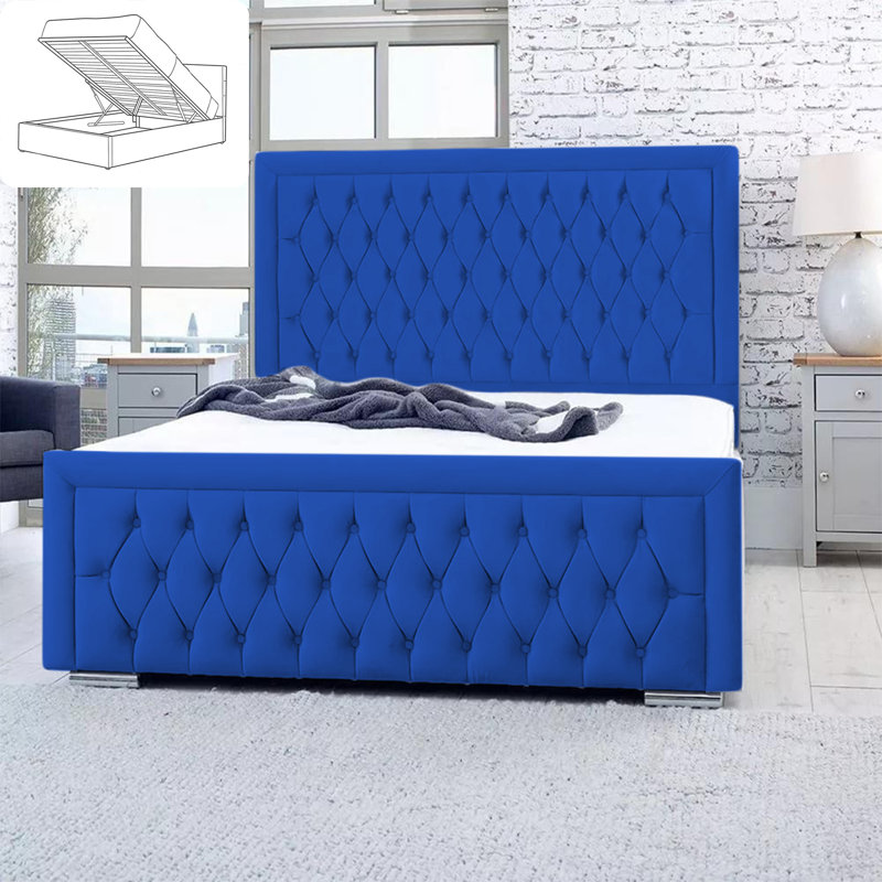 Chanoa Upholstered Ottoman Storage Bed, Double (4'6), Blue