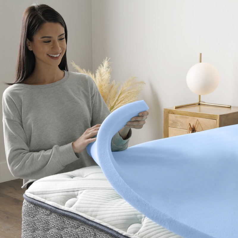 Queen Size Blue Gel Memory Foam Mattress Topper