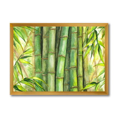 Tiges de bambou vert vif - peinture sur toile