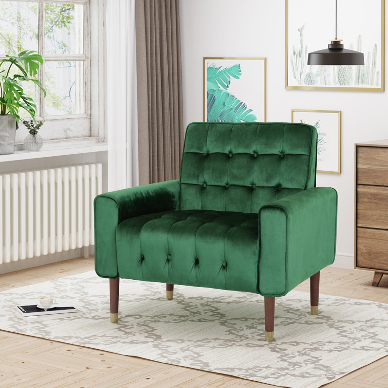Fauteuil Wyton, Velours émeraude