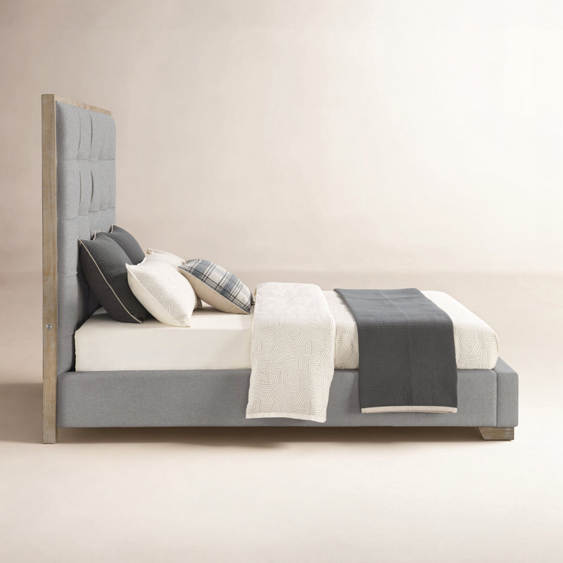 Lit plateforme tapissier Mandoline, Gris, Grand
