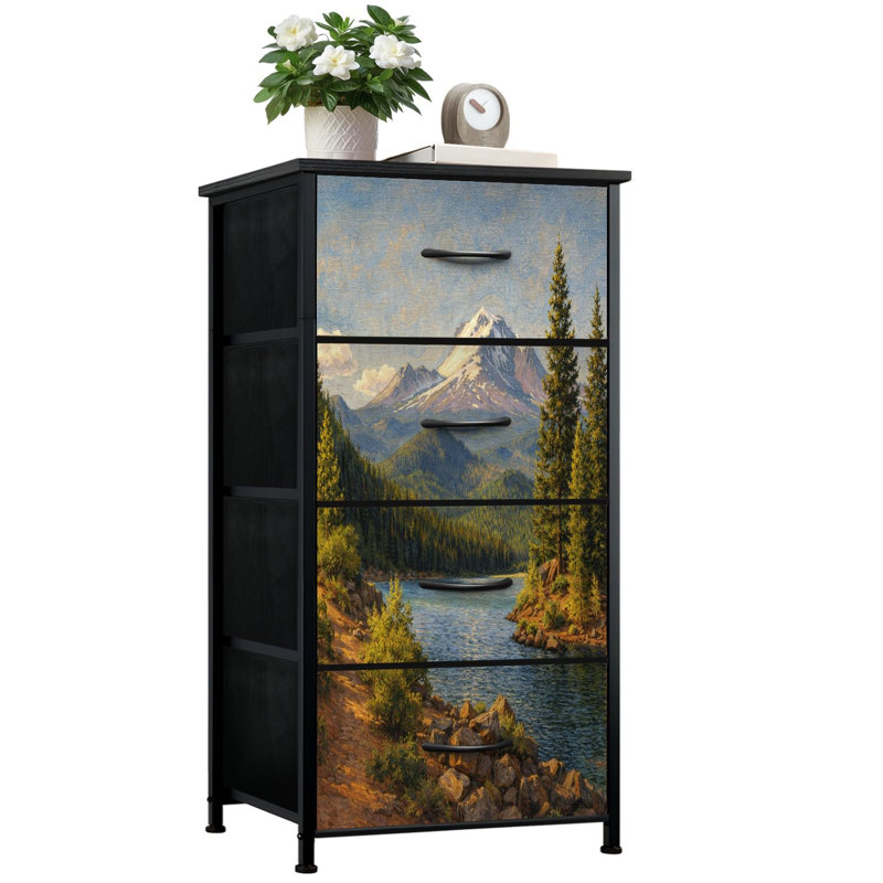 Commode pour chambre à coucher avec 4 tiroirs de rangement Lake Siskiyou Mont Shasta Commode avec commode en acier