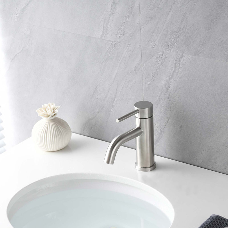6.57" ADA Compliant High Stainless Single Hole Steel Waterfall Bathroom Faucet, Brushed Nickel