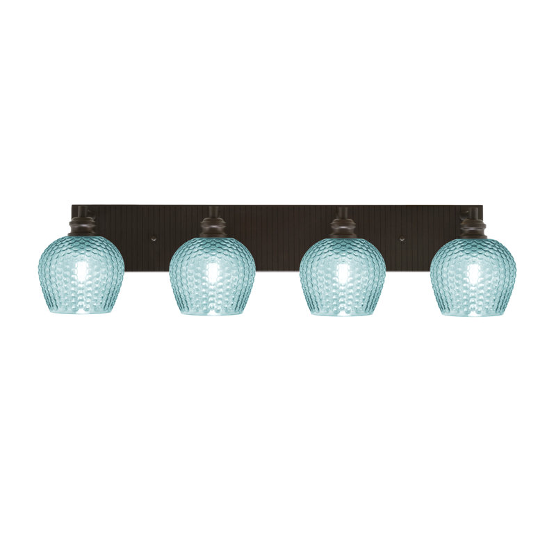 Edge 4 Light Bath Bar With 6" Glass, Espresso, Turquoise
