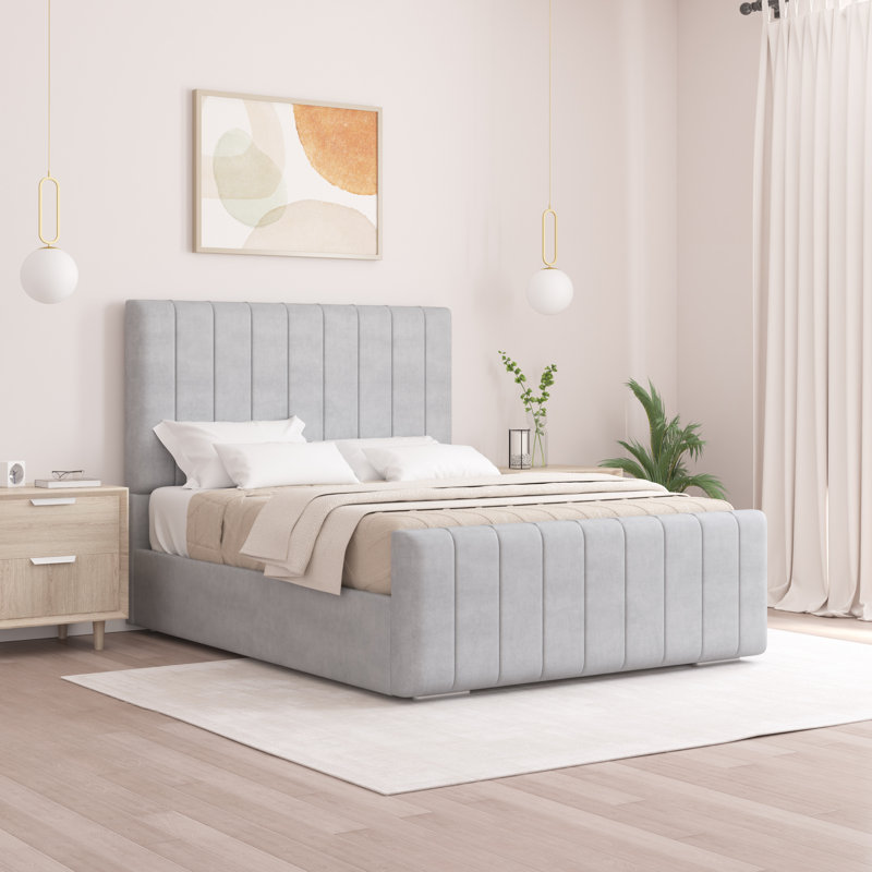 Scarlette Upholstered Bed Frame, Light Silver, Single (3')