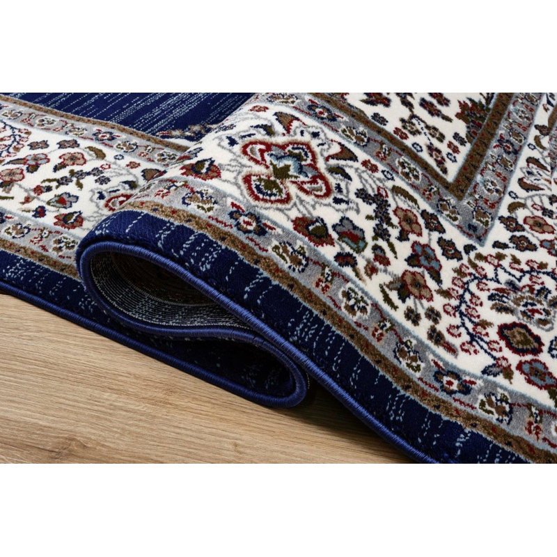 Sutphin Collection Medallion Transitional Area Rug, Dark Blue, Runner 2' x 8'