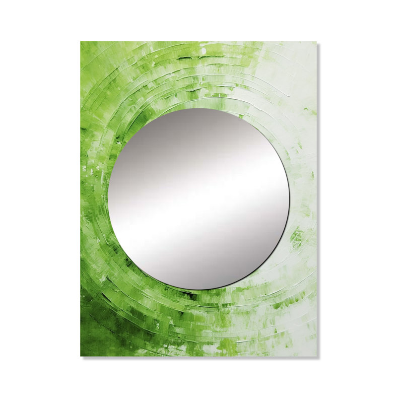 «Kamylla Green White Sage Spirals», miroir décoratif de formes abstraites, miroir mural moderne, impression d'art en métal