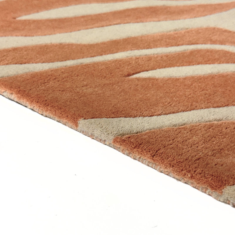 Cloral Authentic Hand-Tufted Handmade Soft Orange Coral & Cream Modern Abstract Wool Area Rug, Rectangle 5' x 7'6"