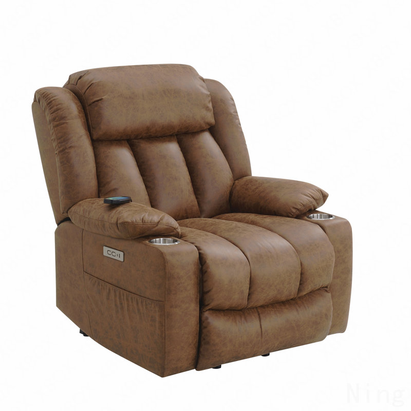 Fauteuil inclinable électrique en cuir brun Aire