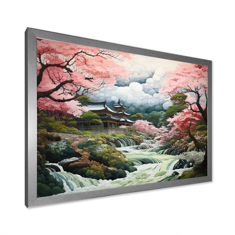 Asian Art Zen Garden III - impression, H 30 po x l 40 po x P 1,5 po, Cadre photo argenté