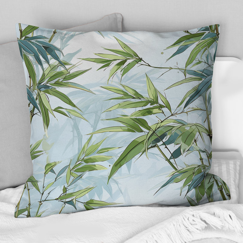 Tropical Zen Bamboo III - Floral Polyester Throw Pillow, 16"H x 16"W