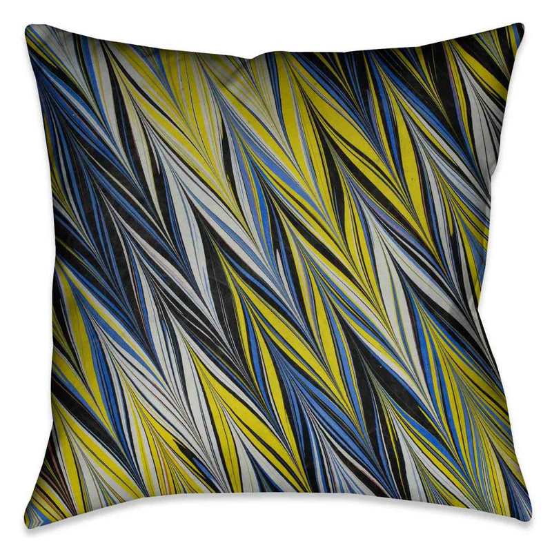 Coussin décoratif en marbre jaune bleu zigzag Marble, Intérieur / extérieur