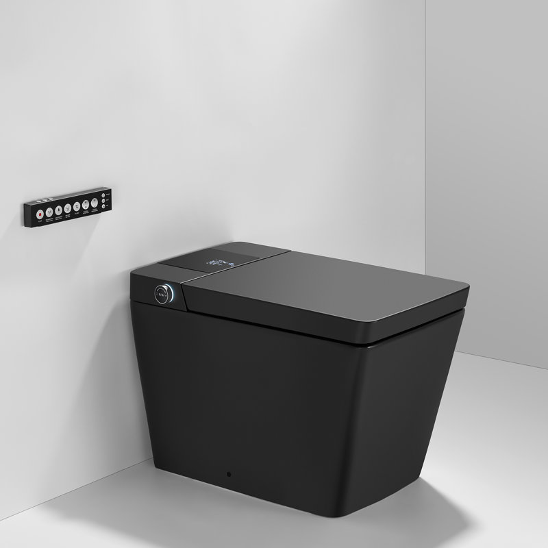 15-3/5'' H Floor Mount Smart Toilet with Water Tank and Quiet-Closed Heated Seat, Matte Black with Water Tank