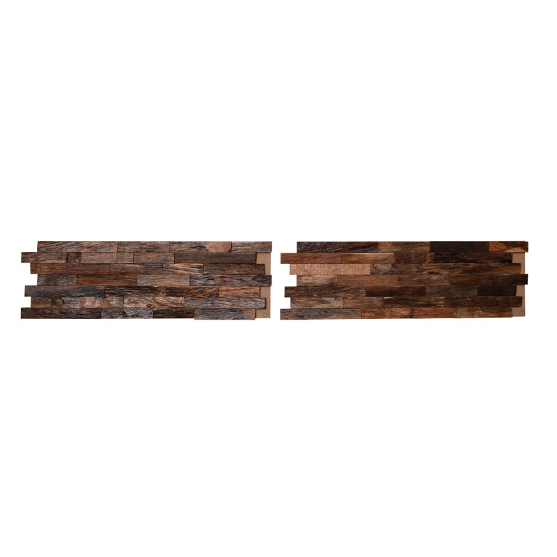 3/4 in x 7-7/8 in x 23-5/8 in Natural Mahogany 3D Solid Hardwood Interlocking Wall Plank