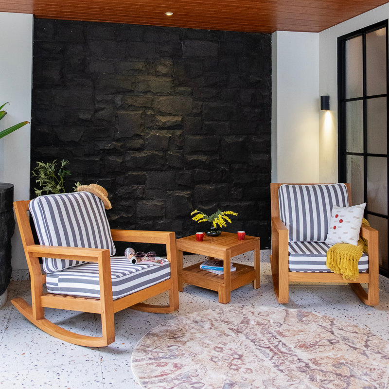 Yale 2-Person Teak Outdoor Seating Group With Cushions